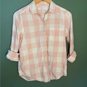 Lucky Brand Classic Fit Pink Gingham Button-Down Shirt - Size S
